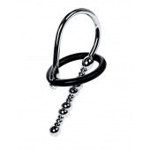 Серебристый уретральный плаг-бусины TOYFA Metal с мягким фиксириющим кольцом - ToyFa - купить с доставкой во Владимире