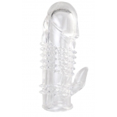 Прозрачная гелевая насадка с шипами и клиторальным отростком - 13 см. - Toyfa Basic - во Владимире купить с доставкой