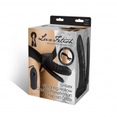 Полый страпон с двумя отростками и вибрацией Unisex Vibrating Hollow Strap-On Double Penetrating Dildo - 17,8 см. - Lux Fetish - купить с доставкой во Владимире