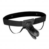Полый страпон с двумя отростками и вибрацией Unisex Vibrating Hollow Strap-On Double Penetrating Dildo - 17,8 см. - Lux Fetish - купить с доставкой во Владимире