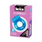 Голубое эрекционное виброкольцо Luxe VIBRO  Кошмар русалки  + презерватив - Luxe - во Владимире купить с доставкой