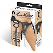 Черные трусики для страпона из патентованной кожи - Lux Fetish - купить с доставкой во Владимире