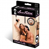 Черные фиксаторы с креплением к двери - Lux Fetish - купить с доставкой во Владимире
