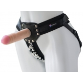 Черный пояс-трусики с насадкой  Гламур Dana  - 15,5 см. - LOVETOY (А-Полимер) - купить с доставкой во Владимире