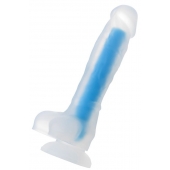 Прозрачно-синий фаллоимитатор, светящийся в темноте, Steve Glow - 20 см. - ToyFa купить с доставкой в интернет-магазине Orgasmix во Владимире Прозрачно-синий фаллоимитатор, светящийся в темноте, Steve Glow - 20 см. - ToyFa