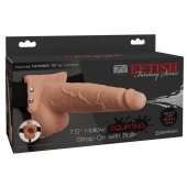 Телесный полый страпон с имитацией эякуляции 7.5  Hollow Squirting Strap-On with Balls Flesh - 21,6 см. - Pipedream - купить с доставкой во Владимире