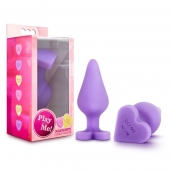 Фиолетовая анальная пробка Naughty Candy Heart Do Me Now - 8,9 см. - Blush Novelties - купить с доставкой во Владимире