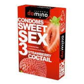 Презервативы для орального секса DOMINO Sweet Sex с ароматом клубничного коктейля  - 3 шт. - Domino - купить с доставкой во Владимире