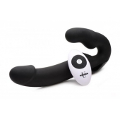 Черный безремневой страпон Urge Silicone Strap On с пультом ДУ - 24 см. - XR Brands - купить с доставкой во Владимире
