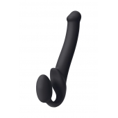 Черный безремневой страпон Silicone Bendable Strap-On M - Strap-on-me - купить с доставкой во Владимире