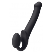 Черный безремневой страпон Silicone Bendable Strap-On M - Strap-on-me - купить с доставкой во Владимире