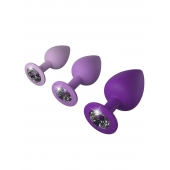 Набор из 3 фиолетовых анальных пробок со стразами Little Gems Trainer Set - Pipedream - купить с доставкой во Владимире