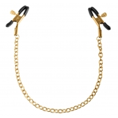 Чёрные с золотом зажимы на соски Gold Chain Nipple Clamps - Pipedream - купить с доставкой во Владимире