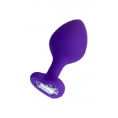 Фиолетовая анальная втулка Diamond Heart с прозрачным кристаллом - 8 см. - ToyFa - купить с доставкой во Владимире