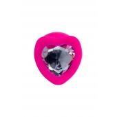 Розовая анальная втулка Diamond Heart с прозрачным кристаллом - 9,5 см. - ToyFa - купить с доставкой во Владимире