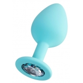 Мятная анальная втулка Brilliant с прозрачным кристаллом - 8 см. - ToyFa - купить с доставкой во Владимире