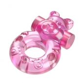 Розовое эрекционное виброкольцо на пенис Pink Bear - Baile - во Владимире купить с доставкой