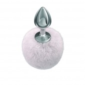 Серебристая анальная пробка с белым пушистым хвостиком Twinkle - Lola Games - купить с доставкой во Владимире