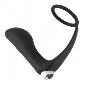 Черное эрекционное кольцо с анальной вибропробкой Vibrating Ring   Plug - Orion - во Владимире купить с доставкой