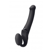 Черный безремневой вибрострапон Silicone Bendable Strap-On M - Strap-on-me - купить с доставкой во Владимире