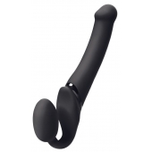 Черный безремневой вибрострапон Silicone Bendable Strap-On M - Strap-on-me - купить с доставкой во Владимире