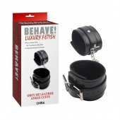 Черные оковы на ноги Obey Me Leather Ankle Cuffs - Chisa - купить с доставкой во Владимире