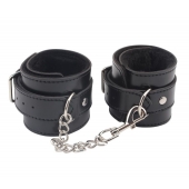 Черные оковы на ноги Obey Me Leather Ankle Cuffs - Chisa - купить с доставкой во Владимире