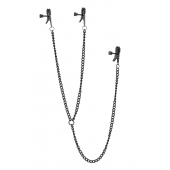 Черные зажимы на соски и клитор на цепочке DELUXE NIPPLE   CLIT CLAMPS - Dream Toys - купить с доставкой во Владимире