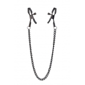 Черные зажимы на соски на цепочке BLAZE DELUXE NIPPLE CLAMPS - Dream Toys - купить с доставкой во Владимире