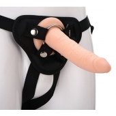 Телесный страпон на черных трусиках STRAP ON REAL DILDO - 20 см. - Dream Toys - купить с доставкой во Владимире