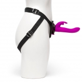 Лиловый страпон Rechargeable Vibrating Strap-On Harness Set - 17,6 см. - Happy Rabbit - купить с доставкой во Владимире