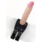Черный узкий пояс на бедро с телесной насадкой - LOVETOY (А-Полимер) - купить с доставкой во Владимире