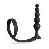 Черная анальная цепочка с эрекционным кольцом Ass-gasm Cockring Anal Beads - Pipedream - во Владимире купить с доставкой