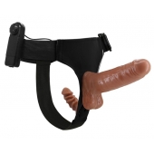 Страпон с вагинальной пробкой и вибрацией Ultra Passionate Harness - 16 см. - Baile - купить с доставкой во Владимире