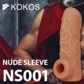 Телесная открытая насадка-реалистик с подхватом мошонки Nude Sleeve L - 14 см. - KOKOS - во Владимире купить с доставкой