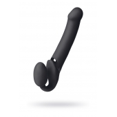 Черный безремневой вибрострапон Vibrating Bendable Strap-On L - Strap-on-me - купить с доставкой во Владимире