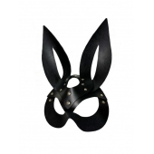 Черная кожаная маска зайки Miss Bunny - БДСМ Арсенал - купить с доставкой во Владимире