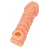 Телесная закрытая насадка с венками Cock Sleeve Size S - 13,8 см. - KOKOS - во Владимире купить с доставкой Телесная закрытая насадка с венками Cock Sleeve Size S - 13,8 см. - KOKOS - во Владимире купить с доставкой