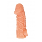 Телесная закрытая насадка с венками Cock Sleeve Size M - 15,6 см. - KOKOS - во Владимире купить с доставкой