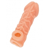 Телесная закрытая насадка с венками Cock Sleeve Size M - 15,6 см. - KOKOS - во Владимире купить с доставкой