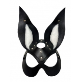 Черная маска зайки с белым мехом на ушках Miss Bunny - БДСМ Арсенал - купить с доставкой во Владимире