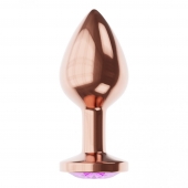 Пробка цвета розового золота с фиолетовым кристаллом Diamond Amethyst Shine S - 7,2 см. - Lola Games - купить с доставкой во Владимире