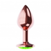 Пробка цвета розового золота с лаймовым кристаллом Diamond Emerald Shine S - 7,2 см. - Lola Games - купить с доставкой во Владимире