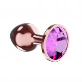 Пробка цвета розового золота с лиловым кристаллом Diamond Quartz Shine L - 8,3 см. - Lola Games - купить с доставкой во Владимире