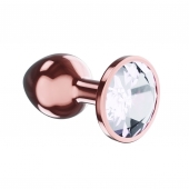 Пробка цвета розового золота с прозрачным кристаллом Diamond Moonstone Shine L - 8,3 см. - Lola Games - купить с доставкой во Владимире