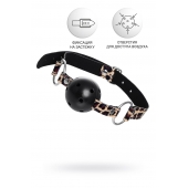 Черный кляп-шар на леопардовых ремешках Anonymo - ToyFa - купить с доставкой во Владимире