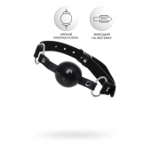 Черный кляп-шар на кожаных ремешках Anonymo - ToyFa - купить с доставкой во Владимире