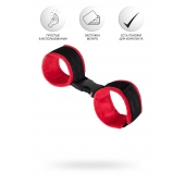 Красно-черные велюровые наручники Anonymo - ToyFa - купить с доставкой во Владимире