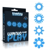 Набор из 4 голубых, светящихся в темноте эрекционных колец Lumino Play - Lovetoy - во Владимире купить с доставкой