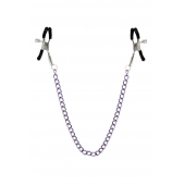 Зажимы для сосков с фиолетовой цепочкой Sweet Caress Nipple Chain - Sweet Caress - купить с доставкой во Владимире